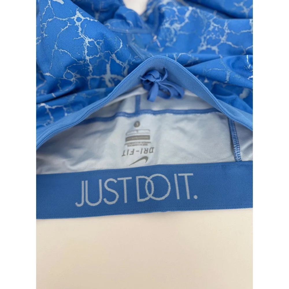 Nike‎ Dri-FIT Blue Marble Crackle Print Cropped Leggings Womens Pocket Sz L